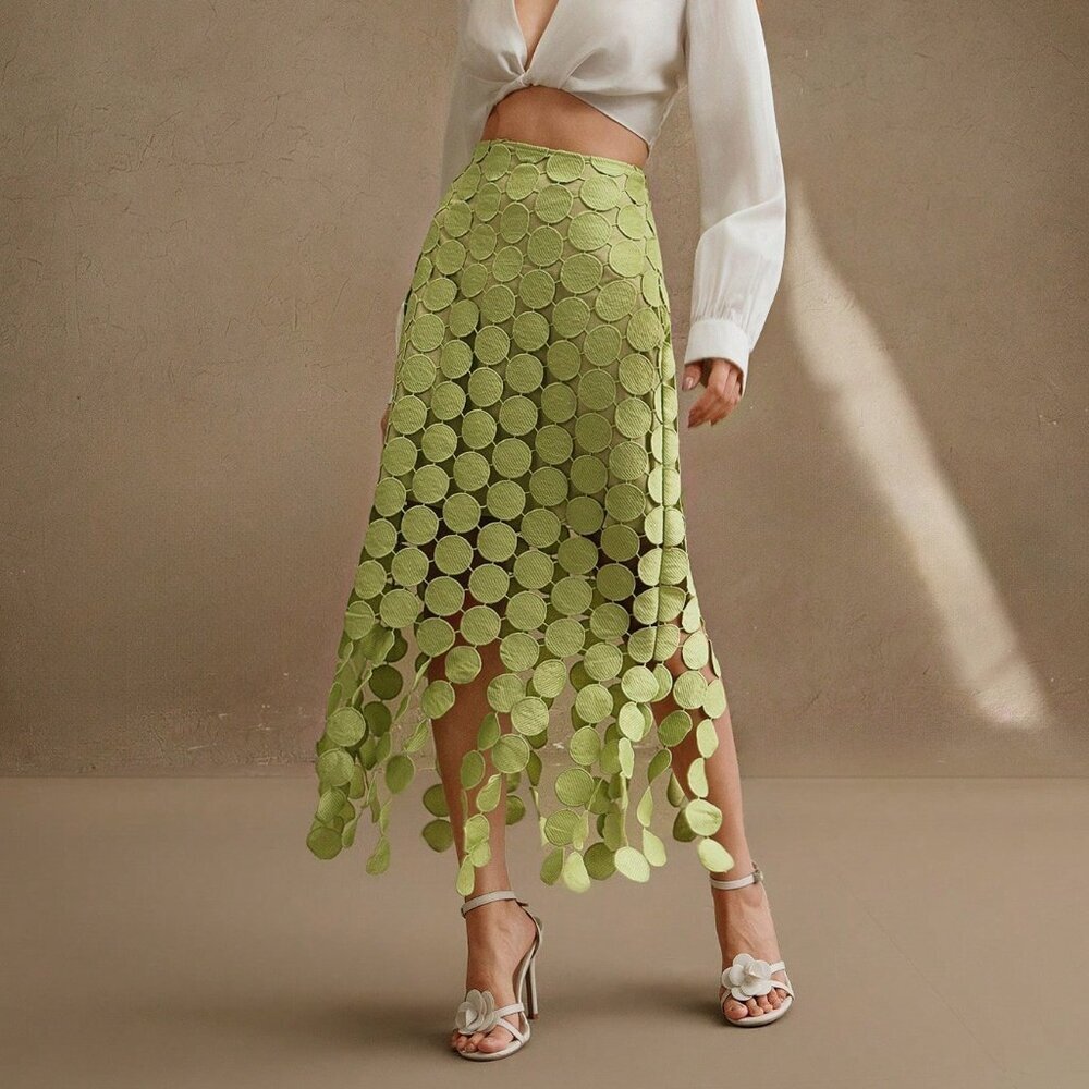 Green Casual Women's Elegant Holiday Maxi Skirt
